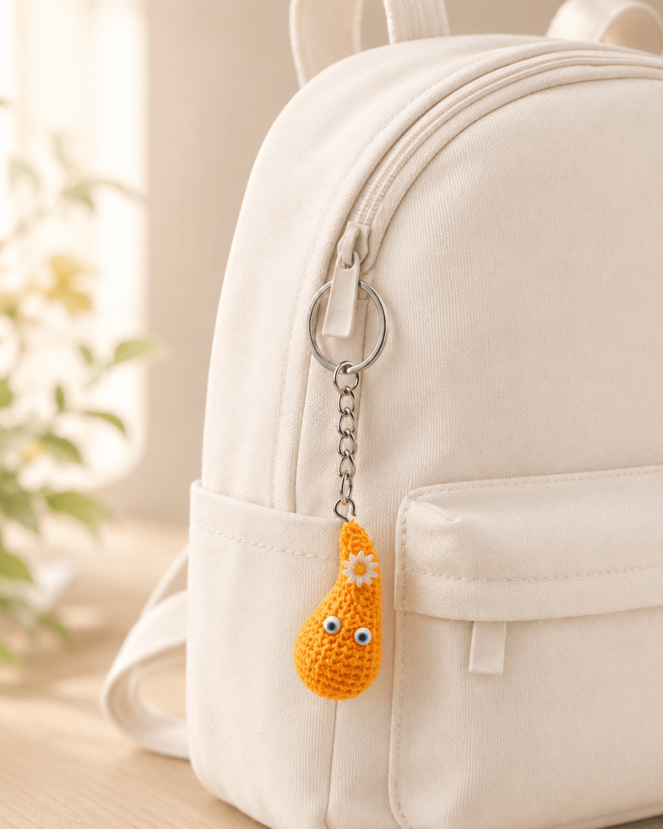 Dropsi Schlüsselanhänger – Zweifarbiger Begleiter PINK-ORANGE mit Glanz - The Dropsis World